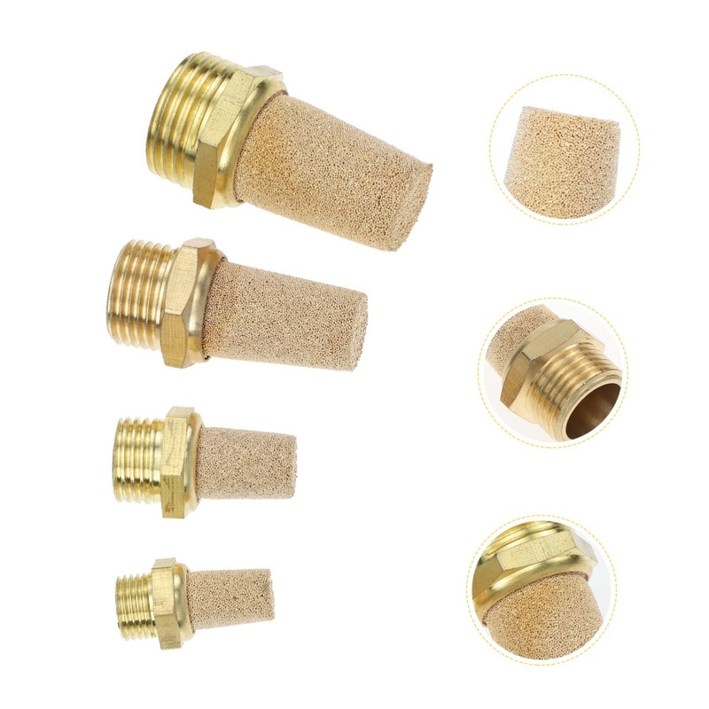iplusmile 4pcs Pneumatic Muffler Thread Exhaust Muffler Valved Muffler Copper