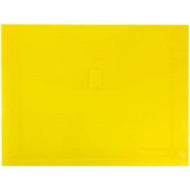 JAM PAPER Plastic Expansion Envelopes with Hook & Loop Closure - Letter Booklet - 9 3/4 x 13 with 2 Inch Expansion - Yellow - 3/Pack