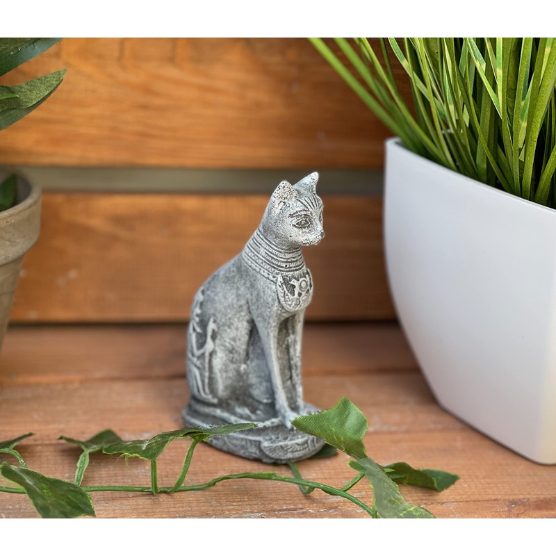stoneandstyle Stone Figurine Small Cat Bastet Goddess Frost-Proof Cast Stone