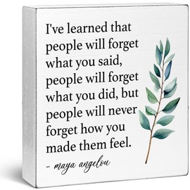 Inspirational Gifts for Women Best Friend, Motivational Gifts Wooden Box Sign Desk Decor, Positive Wood Block Plaque for Home Office Shelf Decor Encouragement Gifts for Best Friend, I've Learned Quote