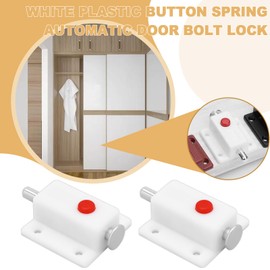 LT Easiyl 4pcs White Plastic Push Button Spring Loaded Automatic Door Bolt Latch for Cabinet Doors Wardrobe Doors Cribs Windows (36mmx37mm)