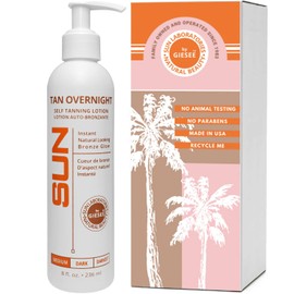 Sun Self Tanning Lotion in Medium 8 fl oz / 236 ml - Self Tanner - Natural Sunless Tanning Lotion, Body and Face for Bronzing and Golden Tan - Sunless Bronzer (Packaging May Very)