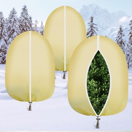 puobao 3Pack 120x120 Inch Large Plant Covers Freeze Protection, 2.4oz/yd² Frost Cloths for Outdoor Plants, Winter Tree Covers with Drawstring, Frost Cloth Plant Freeze Protection for Trees(10x10FT)