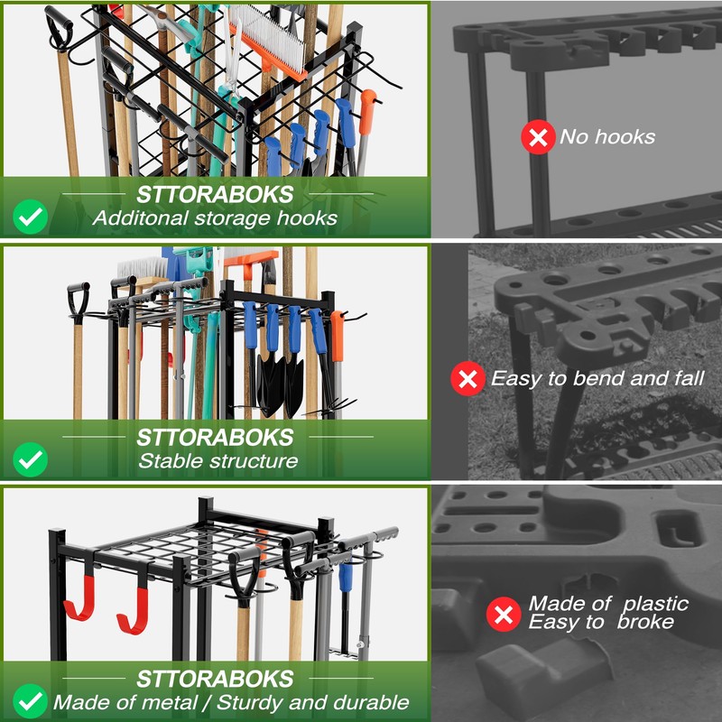 Garden Tool Organizer Rack Up to 50 Tools, Heavy-Duty Steel