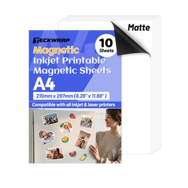 TECKWRAP Printable Magnetic Sheets for Inkjet Printer - 8.26" x 11.69" A4 Size 10 Sheets/Pack - Matte Printable Magnetic Paper for DIY Crafts, Easy to Cut, Non Adhesive for Photo Fridge Magnets