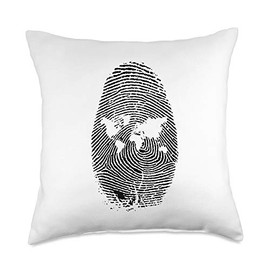 Best Places on Earth World Map Finger Print Art for Frequent Travellers Throw Pillow, 18x18, Multicolor