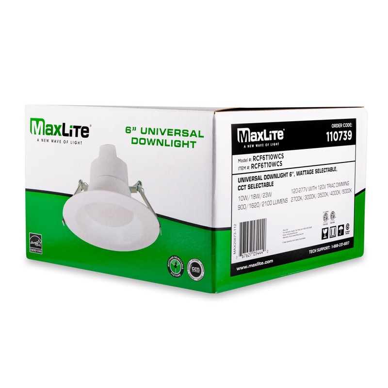 Maxlite RCF6T10WCS Universal Downlight 6 Inch LED Recessed Light -