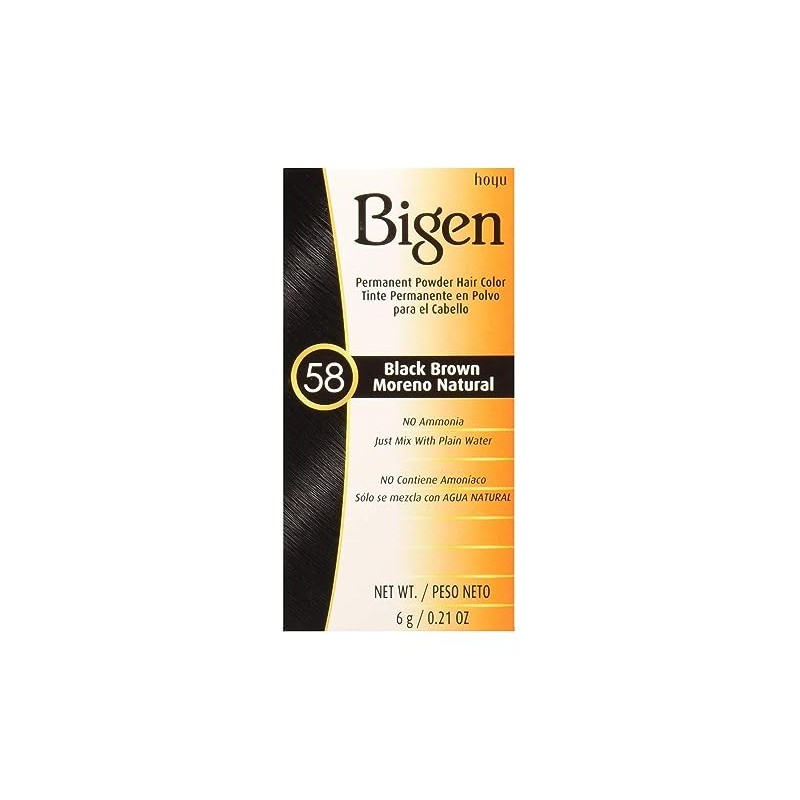 Bigen - Tinte de cabello 58, negro, marrón, 0.21 oz.