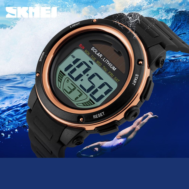 SKMEI Solar Powered Digital Men Women Sports Watch Big Dial