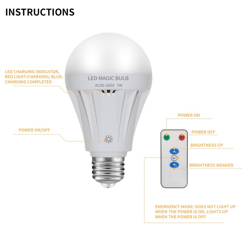 MXhme Rechargeable Light Bulbs with Remote Control Daylight（6000K 2200mAh Dimmable