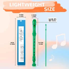 YONTY 8-Hole Soprano Descant Recorder Baroque Style Kids Music Flute with Cleaning Rod & Case Bag for School Student Home Entertainment - Green