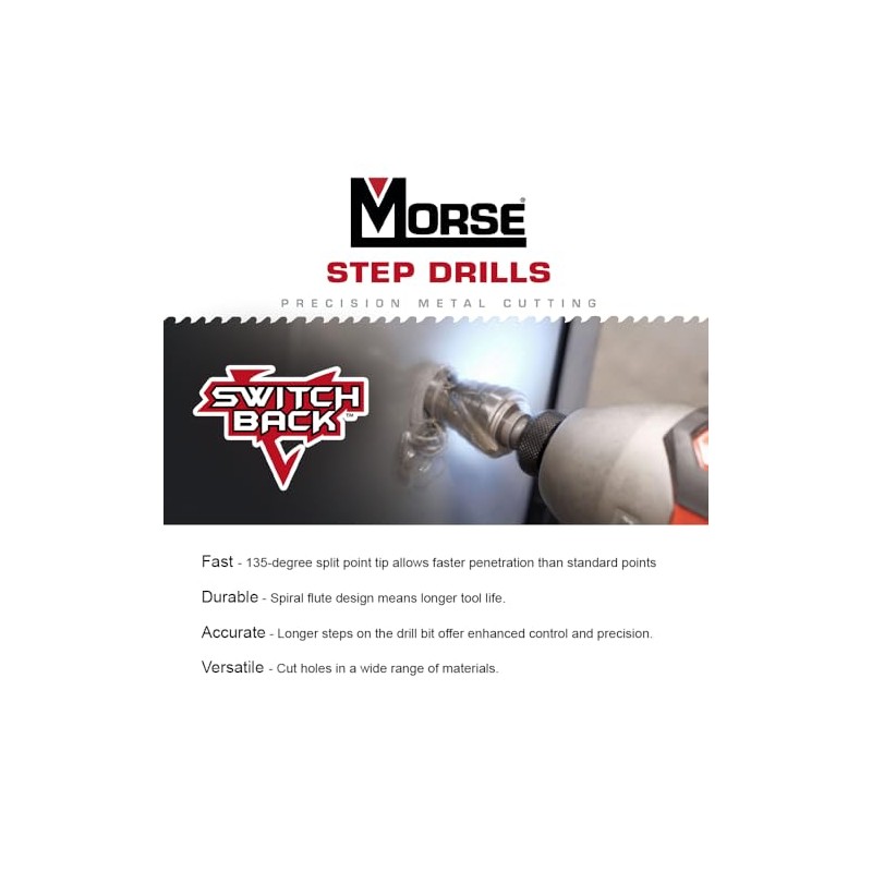 Morse Switchback SDSS10, Self Starting, High Speed Steel Step Drill,