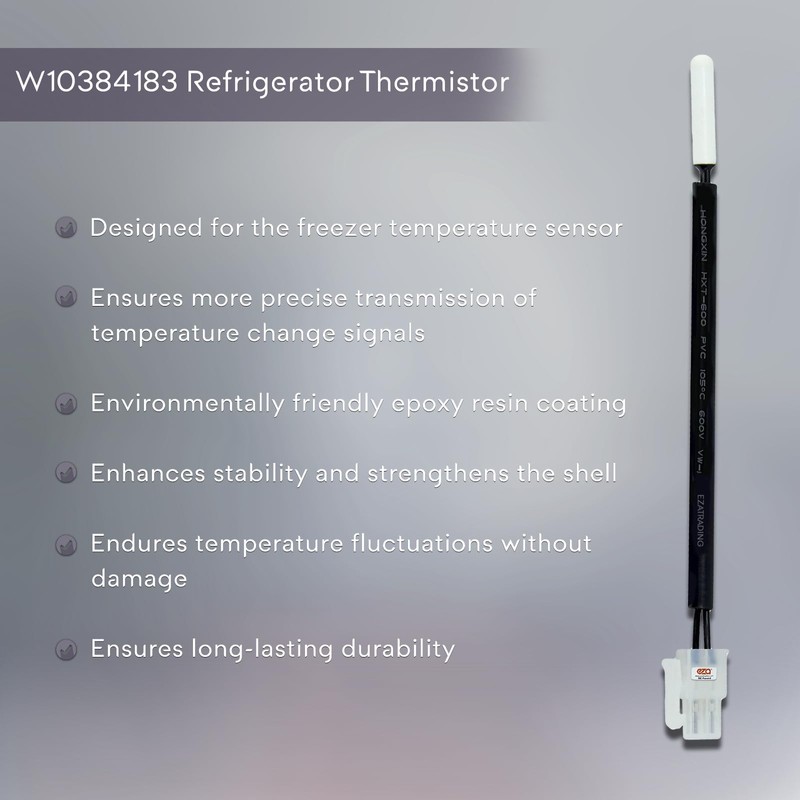 W10384183 Refrigerator Thermistor, Temperature Sensor Replacement Compatible with Whirlpool, Kenmore
