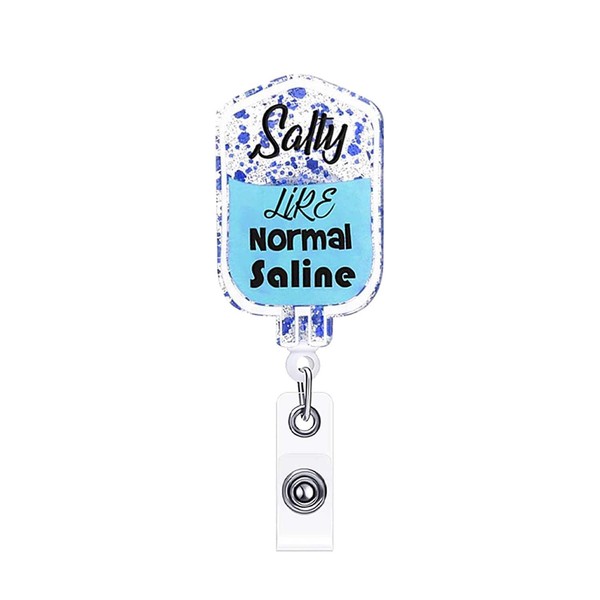 ANDGING Funny Badge Reels Retractable for Nurses, Salty Like Normal