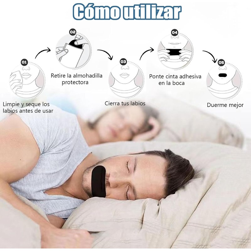Cinta Antirronquidos Bucal para Dormir – Pack 30 Tiras Suaves