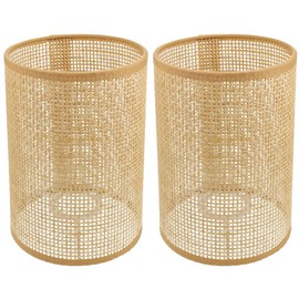 ABOOFAN 2 Pack Rattan Lamp Shade, Wicker E27 Cylinder Light Covers, Modern Rattan Drum Lampshade, Boho Light Cover Replacement, 5.5x5.5x8 Inches