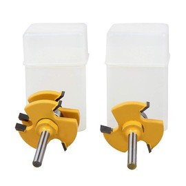 2 pcs Tongue and Groove Router Bit 1/4 Inch Shank Grooving Router Bits T Shape 3 Teeth Wood Milling Cutter,Mens Christmas Gifts