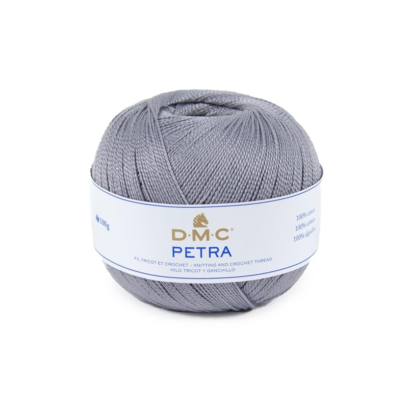 DMC Petra Yarn, 100% Cotton, Dark Grey, Size 5