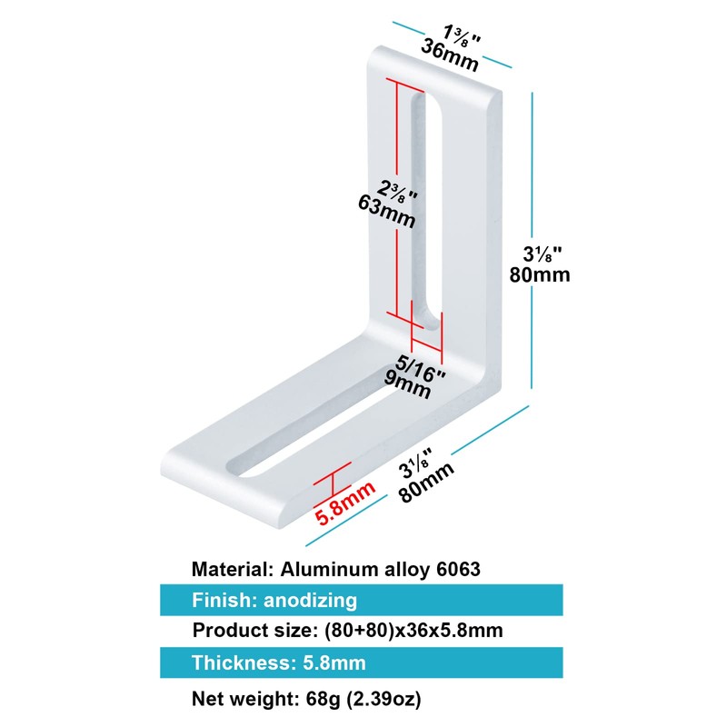 OTTFF 6 Pack 4040 Aluminum Profile Connector, 3-1/8" x 3-1/8"