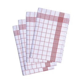 Karlowsky Tea Towel 50 x 70 cm, 10 Pieces/Pack, 100% Cotton, red/white