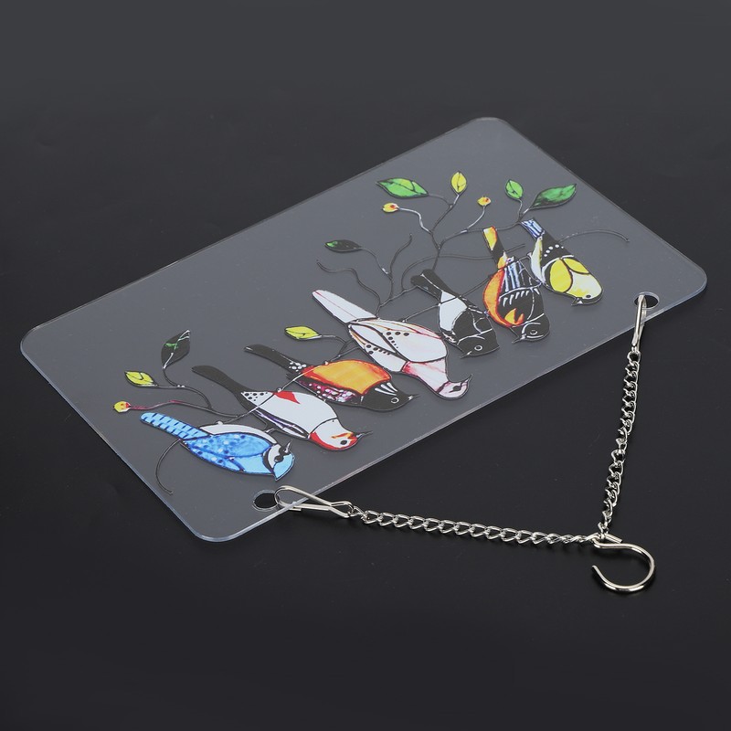 Birds On A Wire Ornament Glass Window Panel Suncatcher Hangings