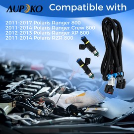 2PCS Fuel Injector Harness Set - Compatible with Polaris Ranger 800 2011-2017 Ranger Crew 800 2010-2014 Ranger XP 800 2012-2013 RZR 800 2011-2013 1204318 1204319｜0280158197 4 Holes