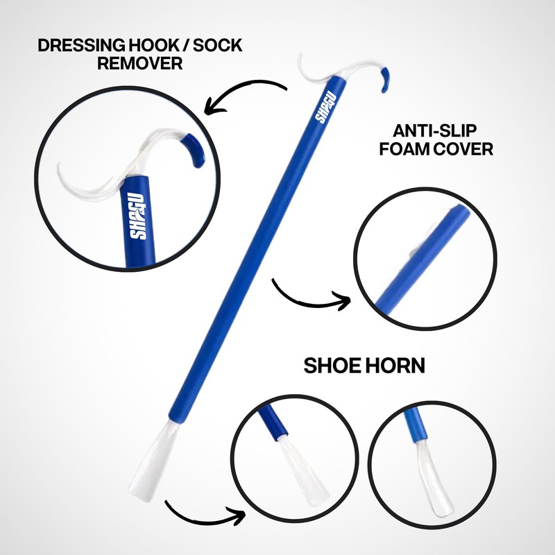 Long Shoe Horn, Grabber Reacher Tool, Sock Aid Device, and