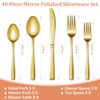 40 Pcs Gold Silverware Set, Stainless Steel Flatware Set for