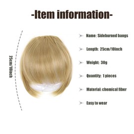 Clip in Fringe Bangs, One Piece Bangs Fringe Front Hairpieces, Clip in Hair Bangs Fashion Hair Bangs Clip in Hair Extensions, Thick Straight Hairpiece Accessories, Straight Bangs with Temple (Blonde)