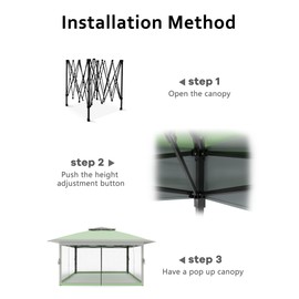 Garvee 13x13FT Pop Up Gazebo, Canopy Tent with Mosquito Netting,Outdoor Gazebos for Backyard & Patio Furniture - Pop Up Tent with Wheeled STO-N-Go Cover Bag (Olive Green+Hemp Gre, 13x13 Netting)