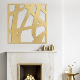 SIGNLEADER Metal Wall Art Decor Mid Century Abstract Lines Minimalist Modern Abstract Wall Sculpture Hangings Home Decoration for Living Room, Bedroom, Bathroom, Kitchen, Outdoor - 30" Gold