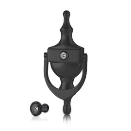 XFORT® Door Knocker with Door Viewer Black, Victorian Urn Door Knockers for Front Door, Elegant Front Door Furniture with a Classic Period Design, Alerting You of Visitors to Your Home Door Knockers