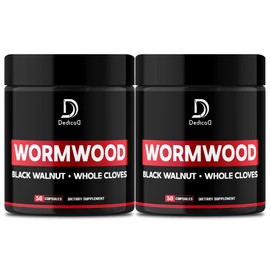 Wormwood Capsules - 12 Herbs Blended Black Walnut, Cloves, Ginger, Turmeric, Cinnamon, Apple, Quassia - 2 Packs 50 Capsules - Support Digestive, Immune System & Joint Health