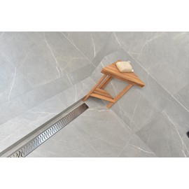 SereneDrains 304 Stainless Steel Brushed Nickel Linear Shower Drain Kit Ocean Wave Linear Shower Drains for Tile Floor Long Hair Catcher Strainer Grate Cover Bathroom (16 Inch)