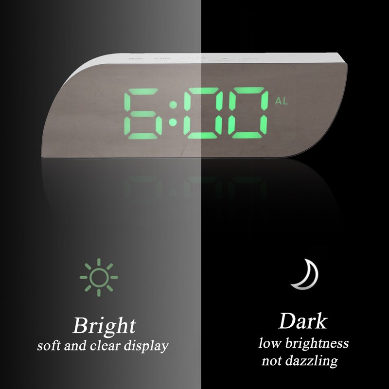 LED Digital Clock 12/24 Hour Conversion Adjustable Brightness Bedside Alarm