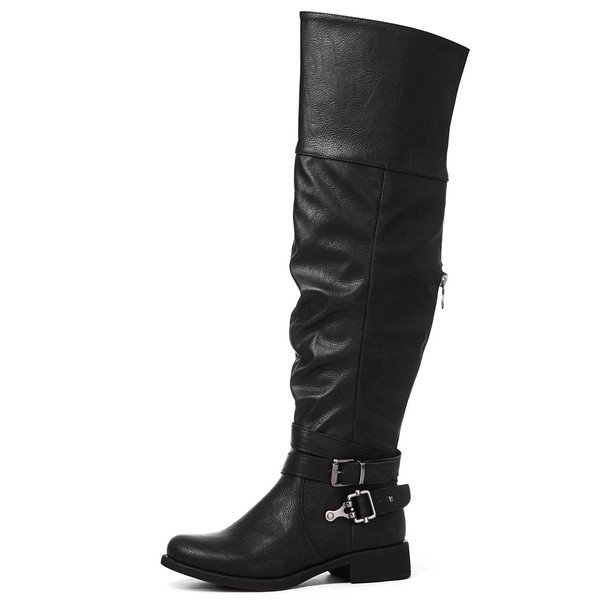 GLOBALWIN Women's Over The Knee Thigh High Black Tall Boots