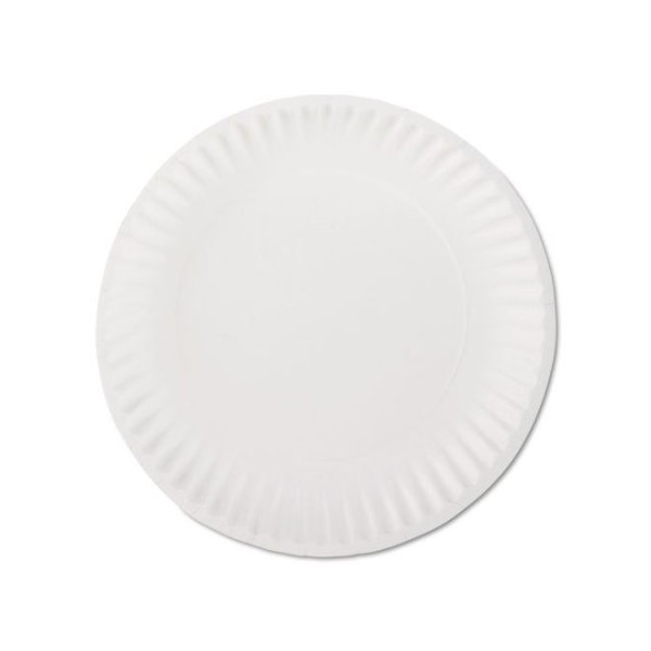 AJM Packaging PP9GREWH 9' White Paper Plates Green Label (10