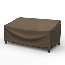 Budge P3W01BTNW3 StormBlock Hillside Patio Loveseat Cover Premium, Outdoor, Waterproof, Medium, Black and Tan Weave