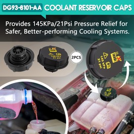 2 Pcs DG93-8101-AA Coolant Reservoir Caps Replacement for Ford Fiesta, Focus, Mondeo, Transit, Edge, F-150 & Lincoln Models