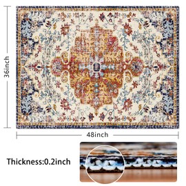 Office Chair Mat for Hardwood & Tile Floor,Boho Vintage 36"x48" Computer Chair Mat for Rolling Chairs Carpet,Under Desk Non Slip Gaming Rug,Low-Pile Rubber Backing Large Protector Mat (Brown)