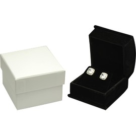 Black Color Luxury Velvet Multiple Use Earring Necklace Pendant Jewelry Gift Box for Wedding, Birthday, Valentine' Day, Mother's Day, Christmas...Comes with an Extra Individual White Packer Box Size