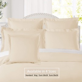 Nestl Soft Pillow Shams Set of 2 - Double Brushed Microfiber Pillow Covers - Hotel Style Premium Bed Pillow Cases, with 1.5” Decorative Flange, Euro 26"x26" - Cream