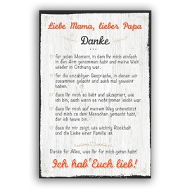 Thank You Mum and Dad Sign for Home with Quote as Gift and Decoration