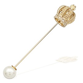 RechicGu Gold Royal Queen Crown Tiara Cross Faux Pearl Lapel Stick Pin Tie Hat Scarf Badge Brooch