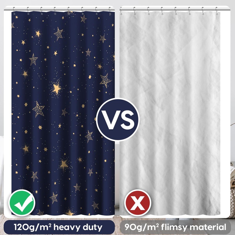Amaredom Star Shower Curtain, Celestial Shower Curtain for Bathroom, Waterproof