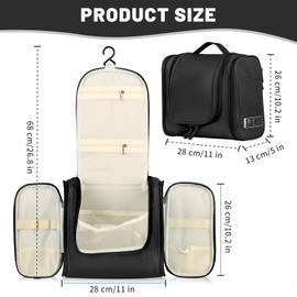 Boic Hanging Toiletry Bag for Women, Men, Toiletry Bag, Hanging Wash Bag, Women's Travel Toiletry Bag, black, Black