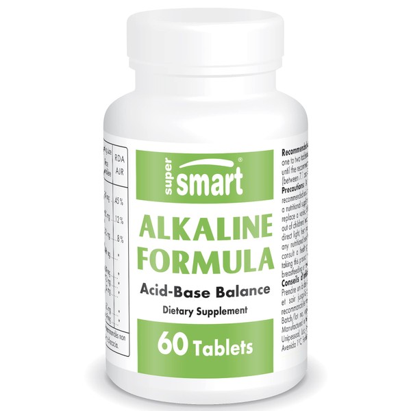 Supersmart - Alkaline Formula Supplement - Acid Base pH Balance - Body Alkalizer - with Potassium Phosphate, Calcium & Magnesium Citrate - Bone Health | Non-GMO & Gluten Free - 60 Tablets
