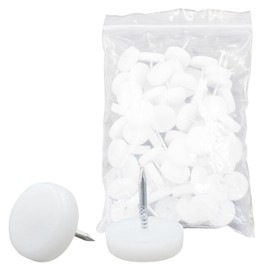 Jiozermi 60Pcs 18mm Nail on Furniture Glides, Nylon Chair Glides, Nail Chair Leg Floor Protectors, Nail Chair Floor Protectors, Furniture Sliders, Chair Feet Pads, Furniture Pads(White)