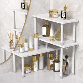 JayRex Bathroom Organizer Countertop Kitchen Counter Shelf 2 Tier Separable for Multiple Use