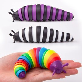 MEIEST 3 PCS Fidget Slug Toys,3D Articulated Stretch Caterpillar Sensory Stress Relief Flexible Hand Toy, Ideal Party Favor Colorful Anti-Anxiety Office Desk Pet Toys